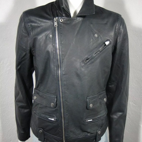 Lucky Brand Black Label ‘Titan’ mens leather biker style jacket - Picture 3 of 6